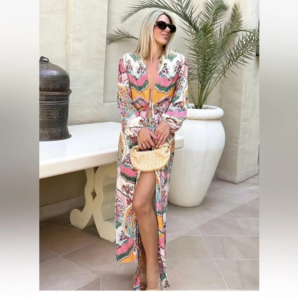 Zara Printed Maxi Wrap Floral Dress - Picture 3 of 8